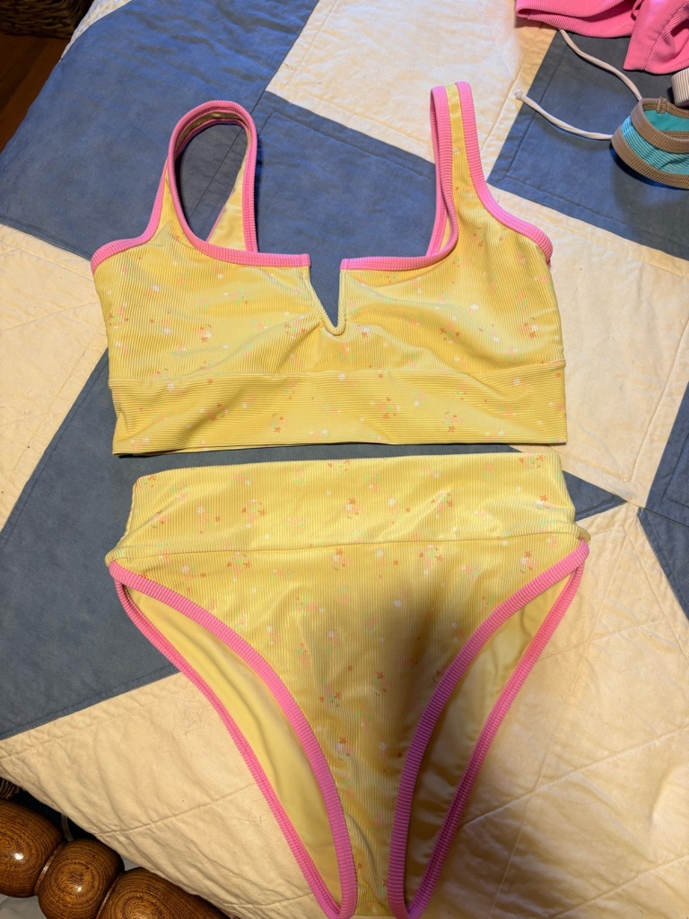 LainSnow Yellow Bikini with Pink Trim